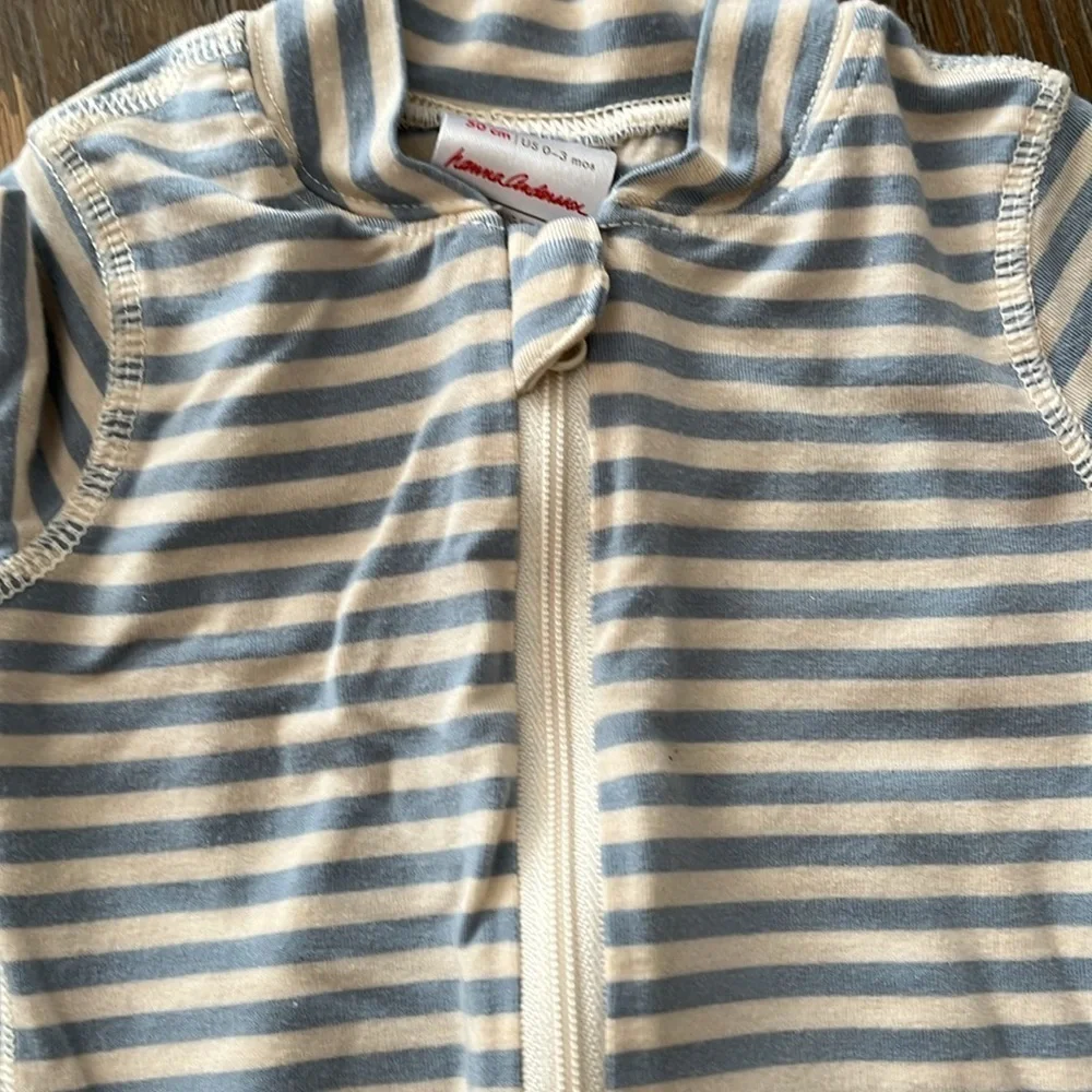 Hanna Andersson 0-3 Mnths Striped Blue and White Kids One Piece